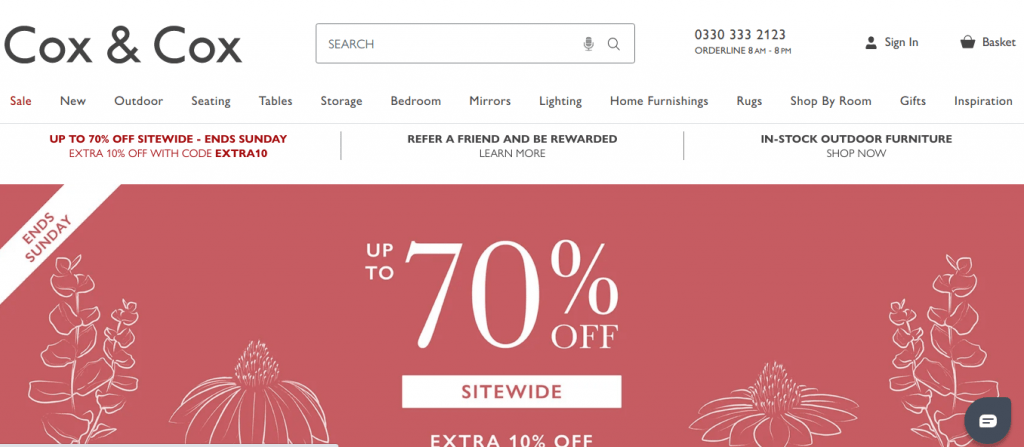 Cox & Cox, one of the best Magento websites