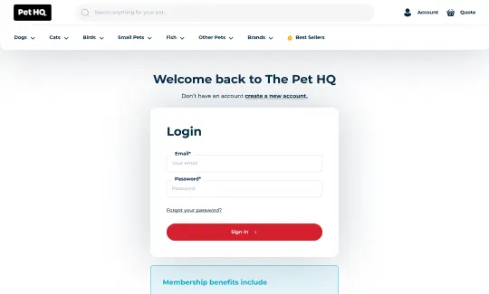 PetHQ B2B Website Checkout